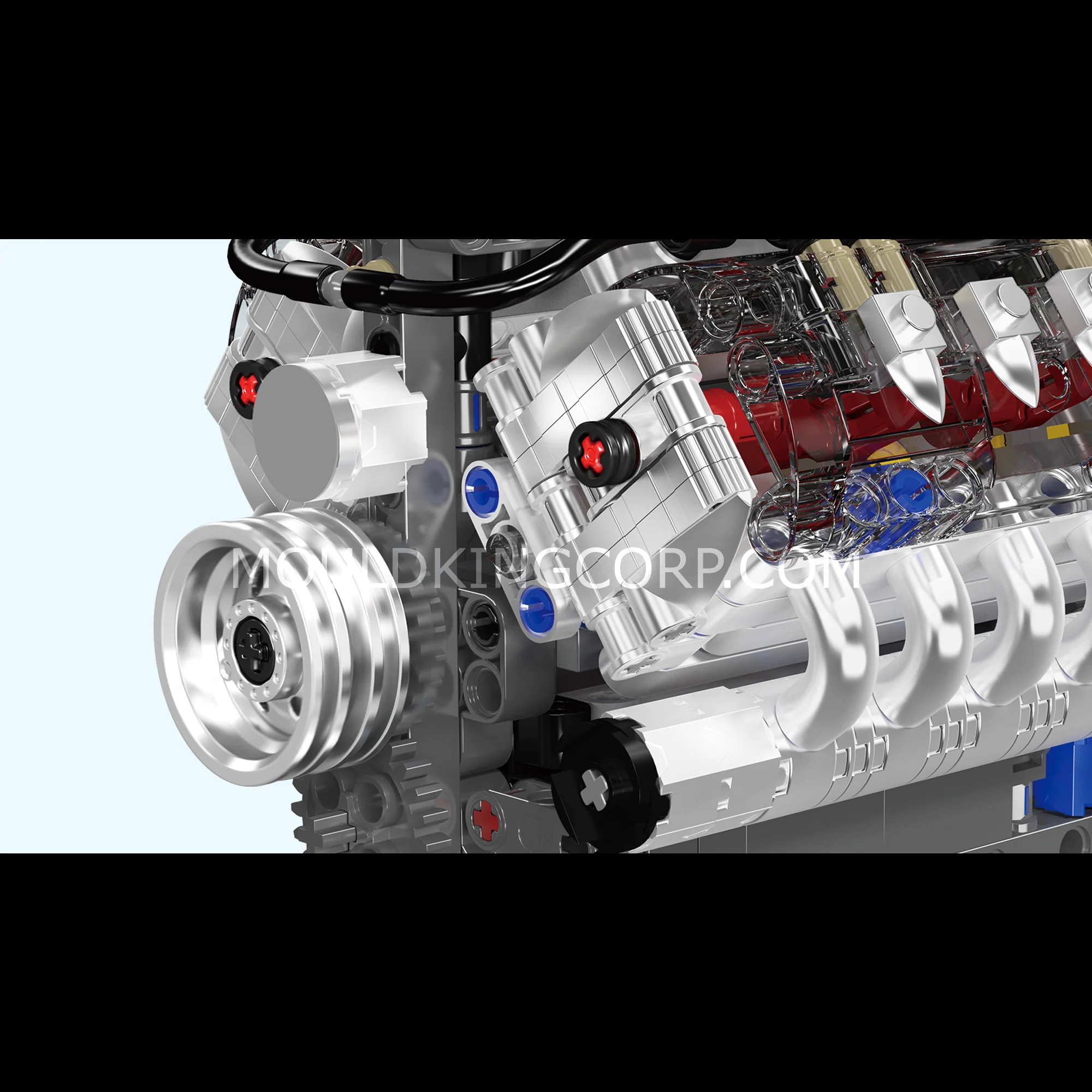 Mould King 10171 Chevy LSX454 Motorized V8 Engine Building Set | 487 Pcs - Image 4