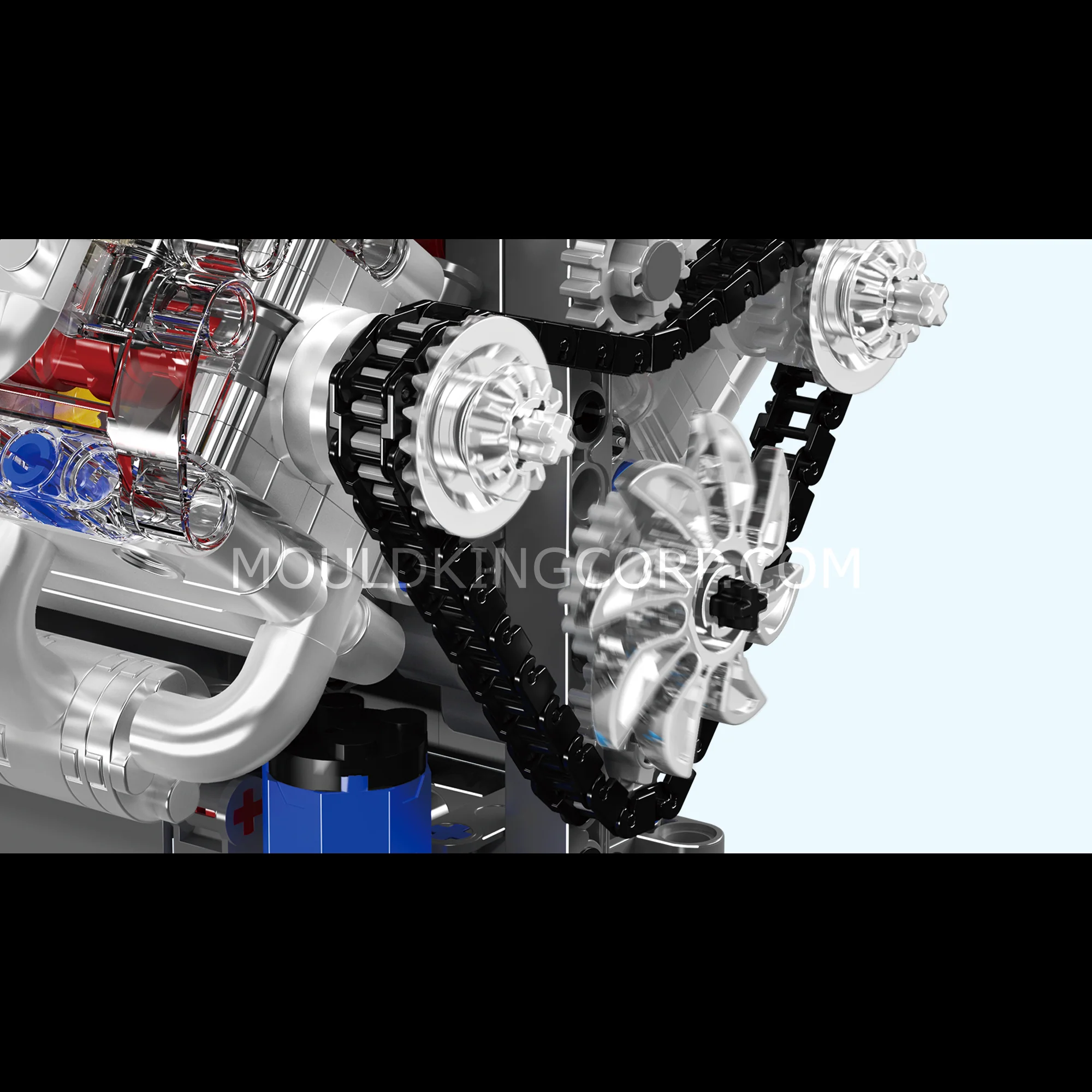 Mould King 10171 Chevy LSX454 Motorized V8 Engine Building Set | 487 Pcs - Image 5
