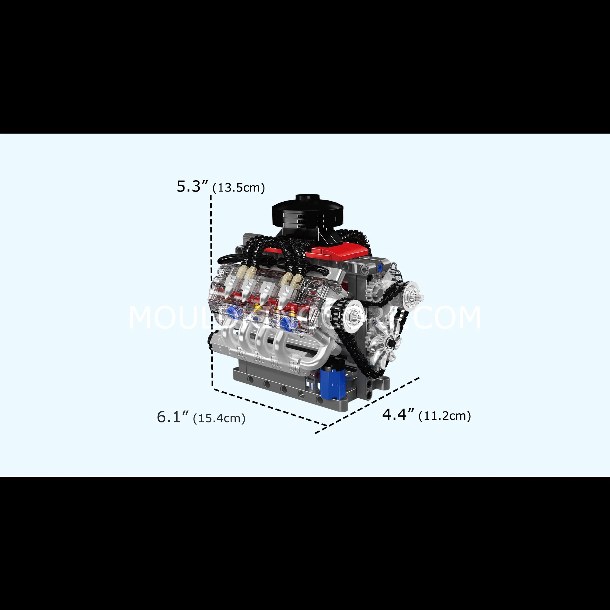 Mould King 10171 Chevy LSX454 Motorized V8 Engine Building Set | 487 Pcs - Image 6