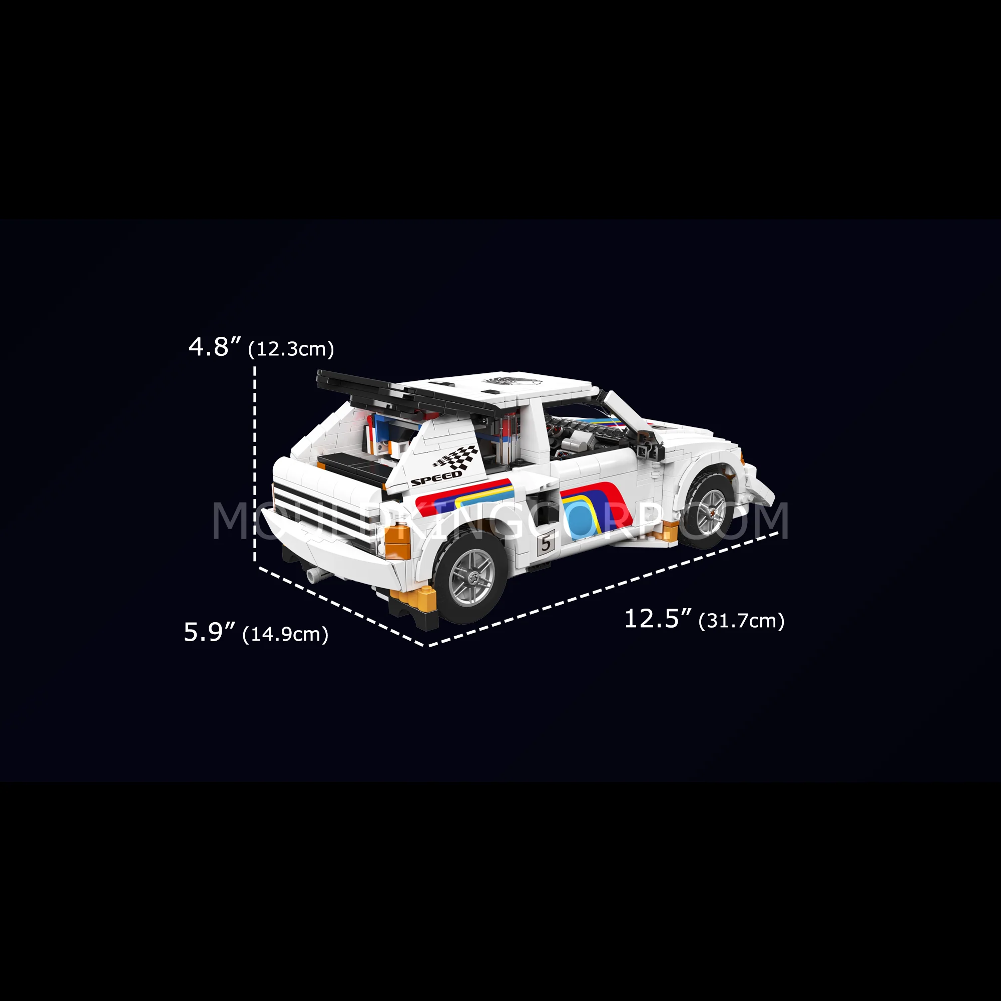 Mould King 10272 1980s Group B Rally Car Building Set | 1,477 Pcs - Image 6