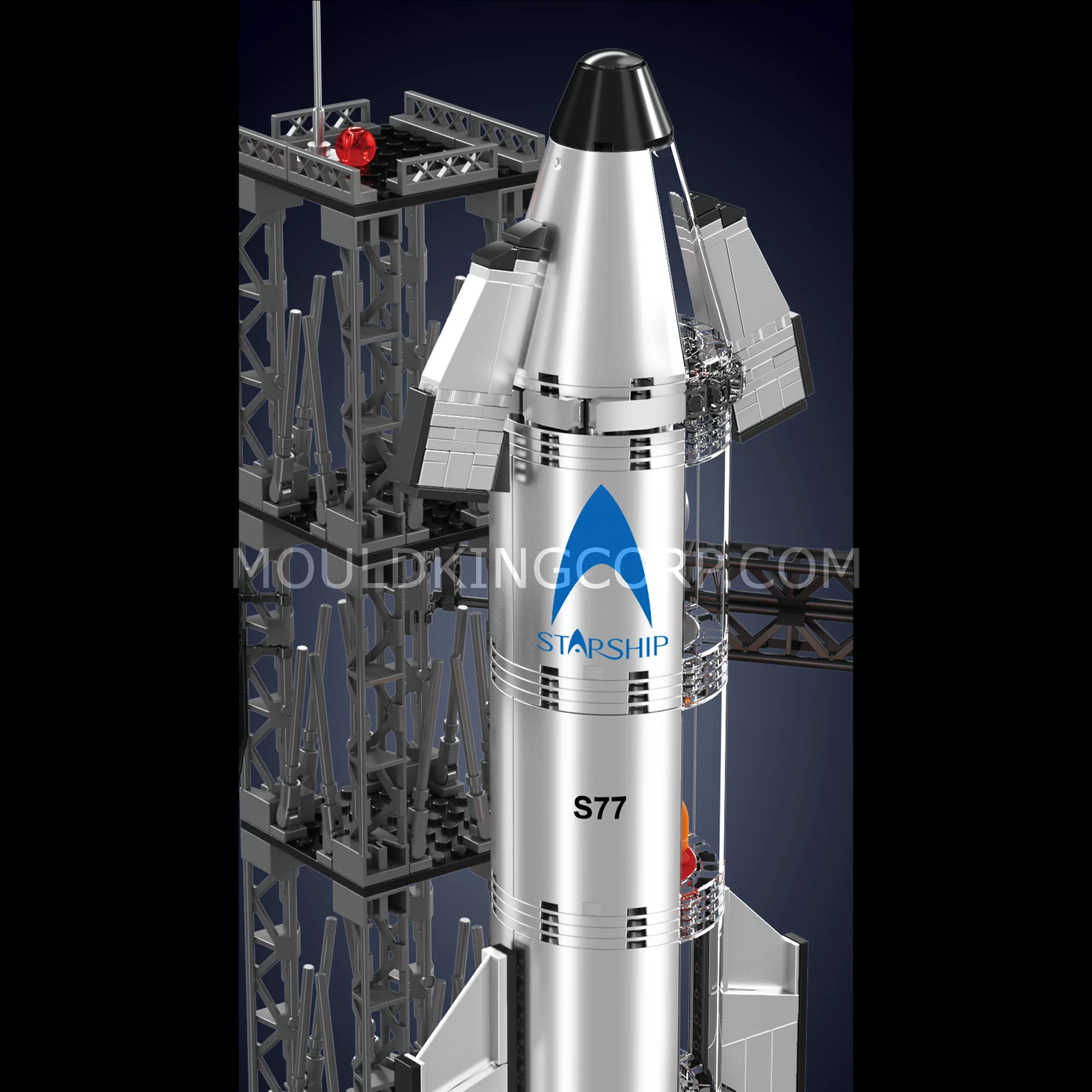 Mould King 21077 Chrome Starship & Launch Tower Building Set | 1,231 Pcs - Image 4