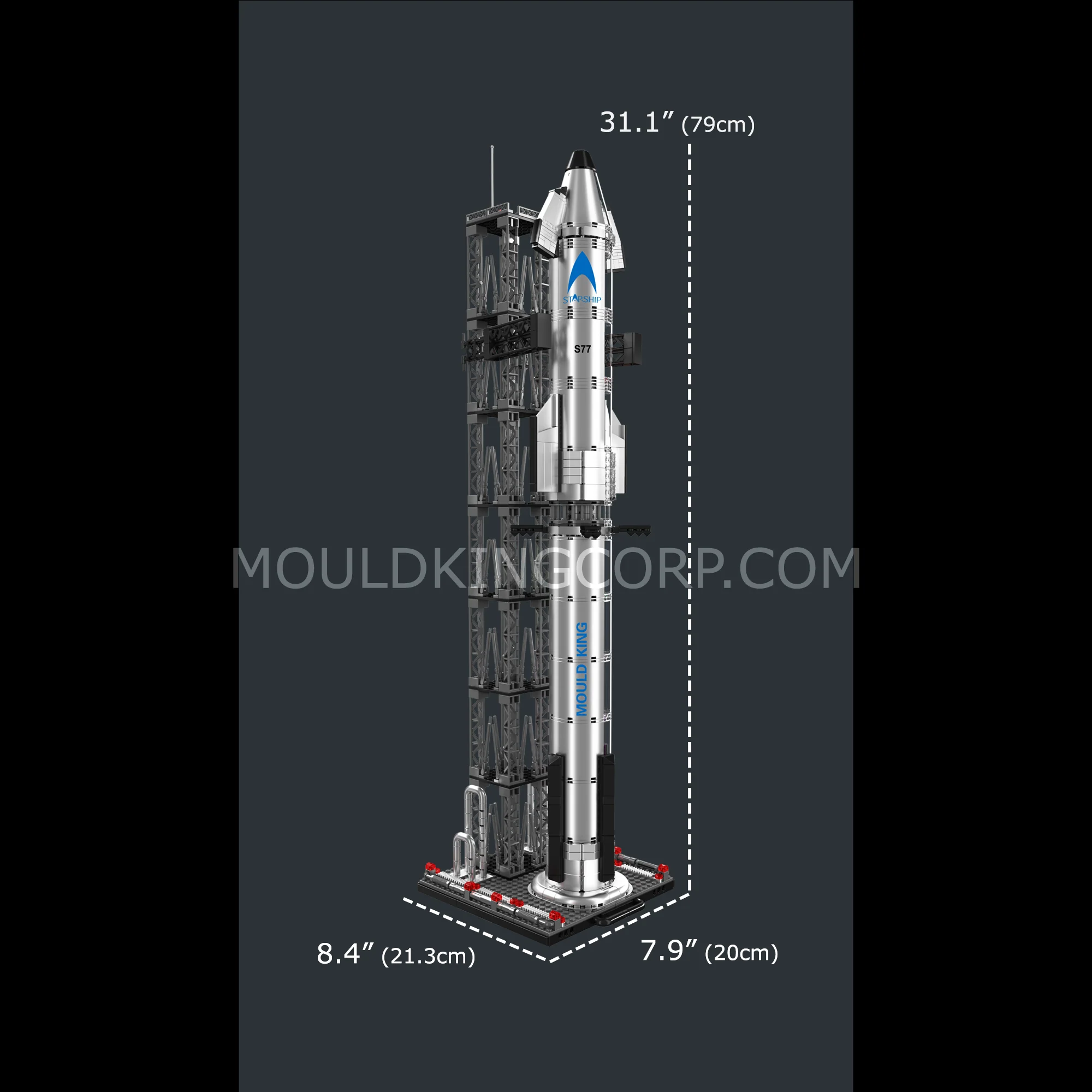 Mould King 21077 Chrome Starship & Launch Tower Building Set | 1,231 Pcs - Image 6