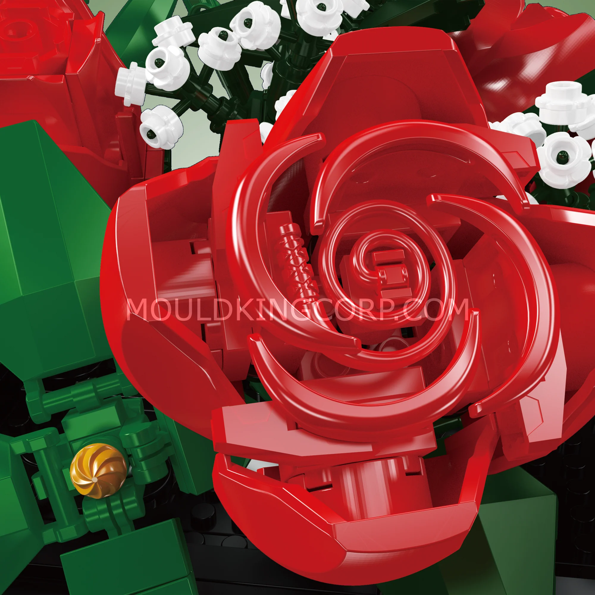 Mould King 24130 Red Rose & Baby's Breath Bouquet Building Set | 894 Pcs - Image 3